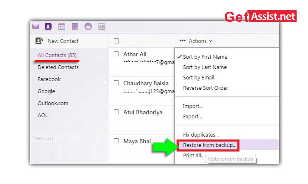 recover deleted missing yahoo mail contacts