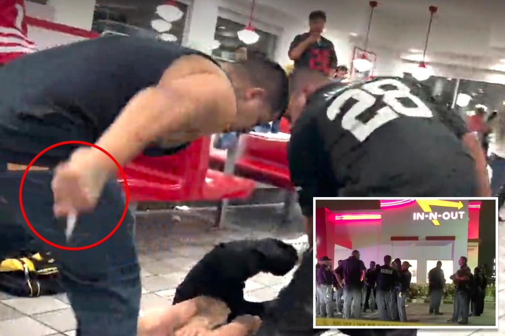 2 stabbed during caught-on-tape brawl at In-N-Out Burger involving fans from rival NFL teams