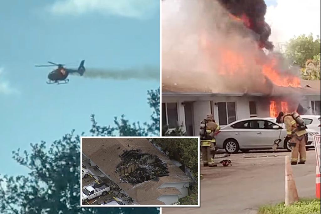 Air-rescue helicopter crashes into Florida apartment building