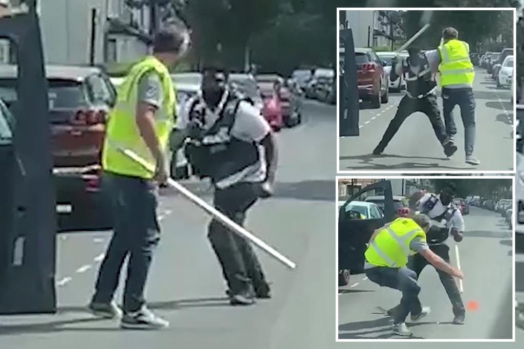 Disgruntled British driver attacks traffic warden with wooden pole for taking picture of his van