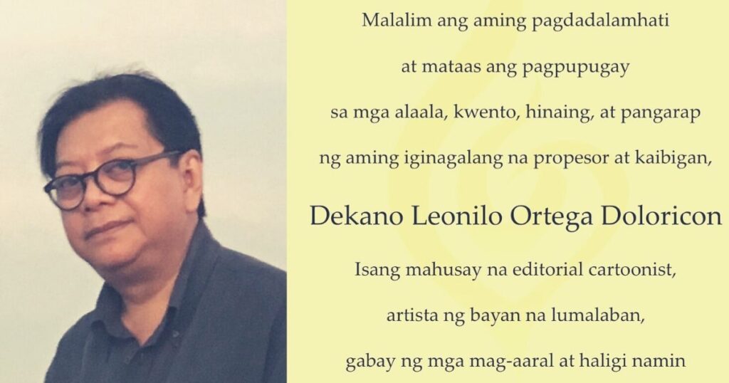 Remembering an Alumnus: Leonilo Doloricon, M.A. in Philippine Studies (1994)