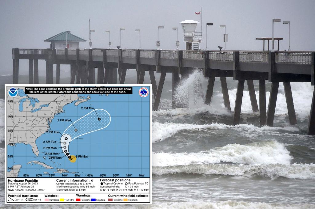 Franklin intensifies to Category 1 hurricane, dangerous surf expected for East Coast