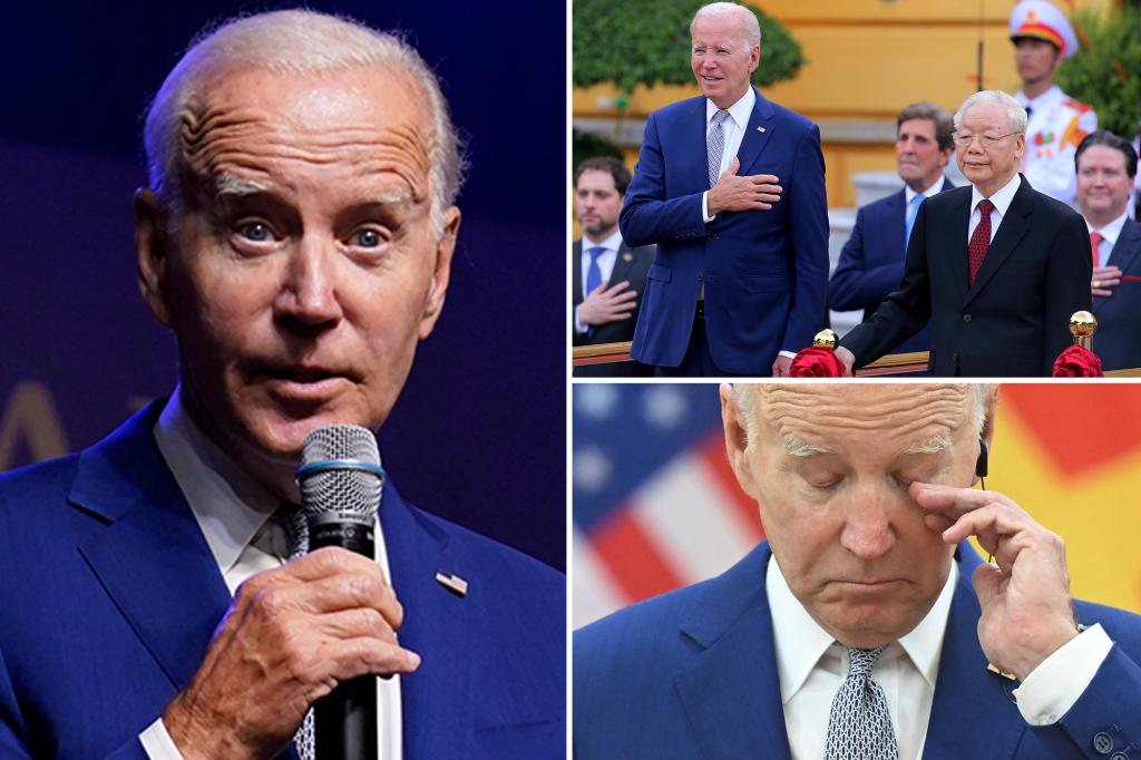 Biden tells reporters ‘I’m going to go to bed’ at end of rambling Vietnam press conference