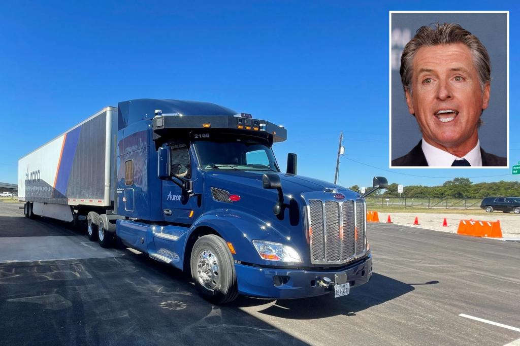 California Gov. Gavin Newsom vetoes bill banning robotrucks without safety drivers