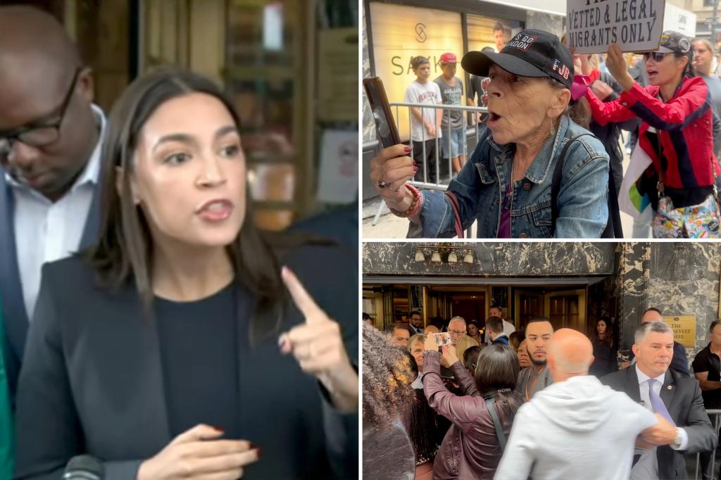 Chaos erupts as furious protesters heckle AOC during Dems’ press conference for NYC’s escalating migrant crisis