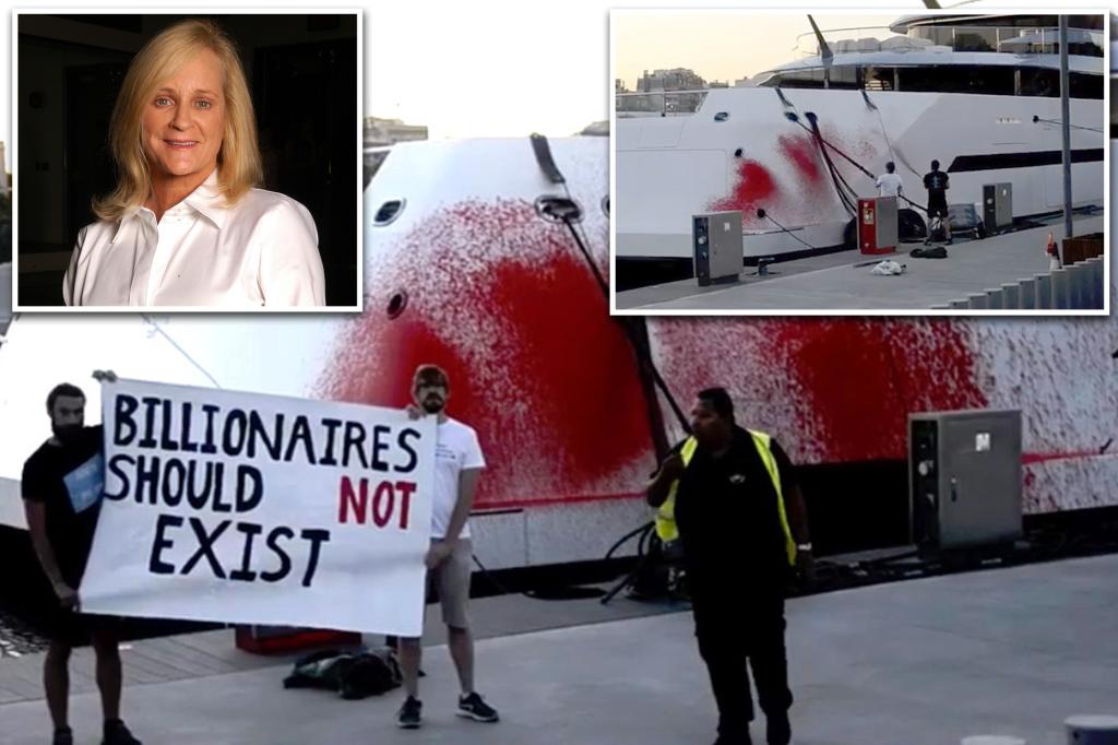 Climate activists splash paint over Walmart heiress’ superyacht for the second time