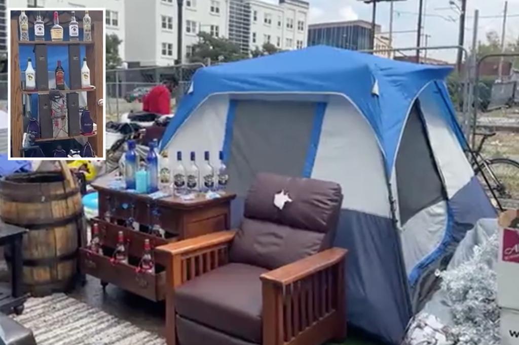 Denver homeless camp features pop-up bar with rentable prostitution tents