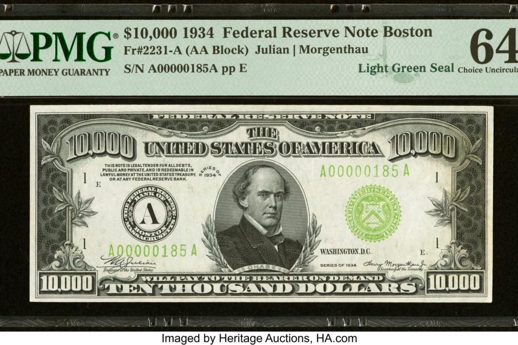 Great Depression-era $10,000 banknote sells for $480K