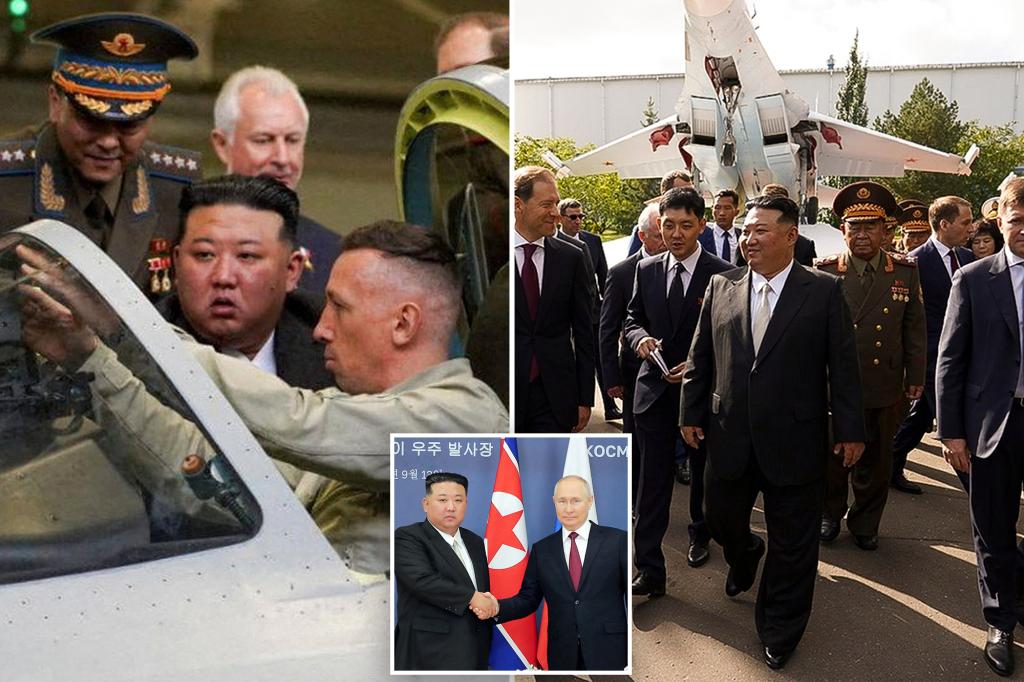 Kim Jong Un stops to see fighter jet factory as Russia and North Korea are warned off arms deals