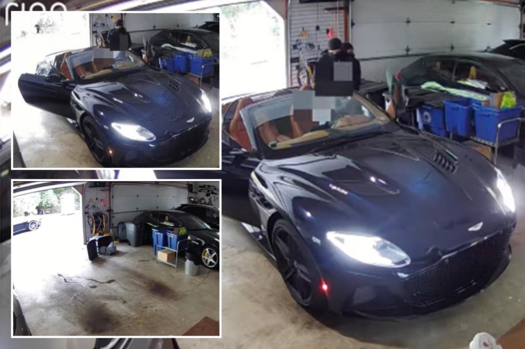 Masked thieves carjack Aston Martin from Connecticut man as he pulled into his garage in brazen caught on camera heist