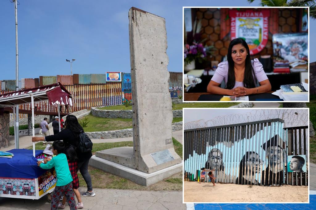 Mexico places slab of Berlin Wall near border as ‘lesson’ while Biden adds to barriers