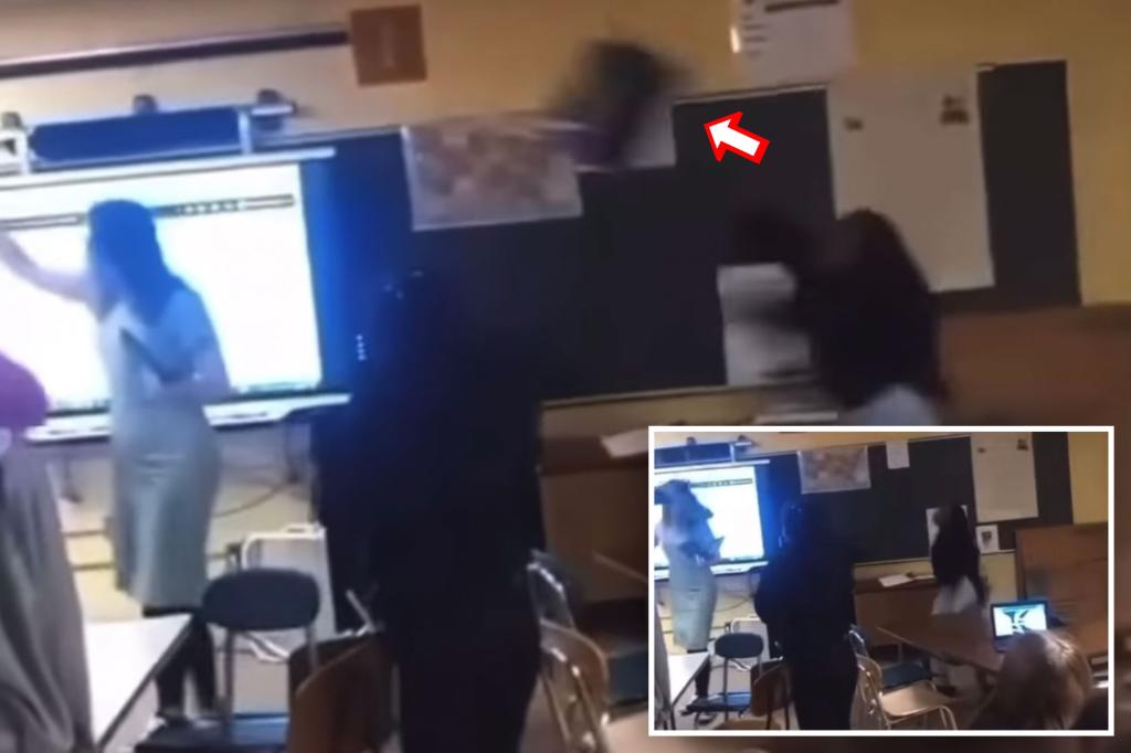 Michigan student hurled chair at unsuspecting teacher’s head, knocking her to the ground: wild video