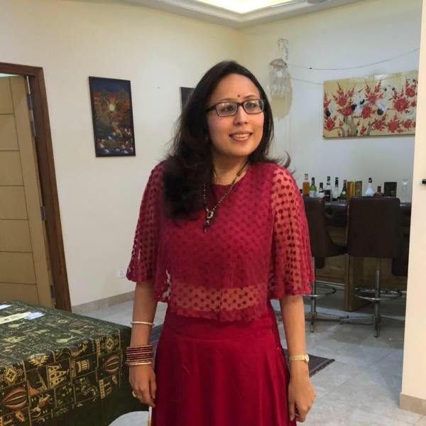 Radhika Gupta at her house