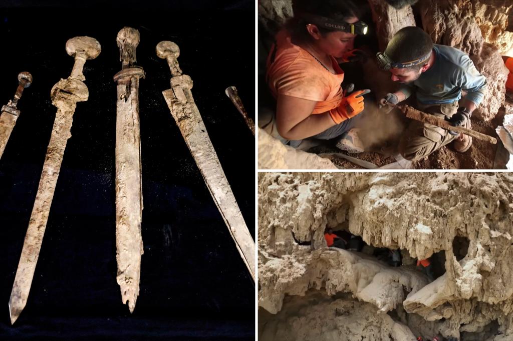 Roman swords ‘in almost mint condition’ discovered after 1,900 years in Dead Sea cave