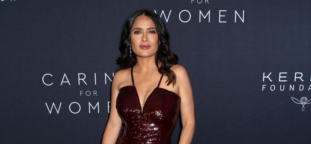 Salma Hayek Looks Red Hot In Plunging Dress At Caring For Women Charity Dinner