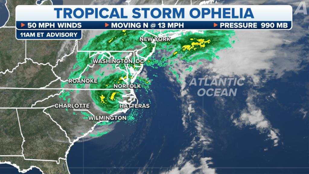 Tropical Storm Ophelia swamps North Carolina, threatens more flooding and destruction