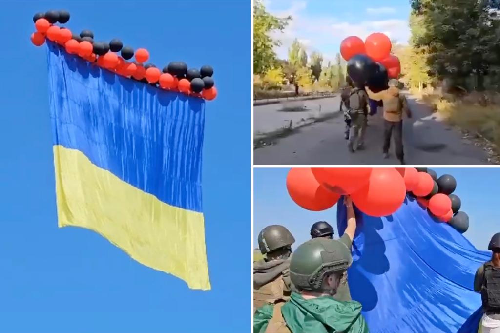 Ukraine uses balloons to fly national flag over Russian-held Donetsk as it holds sham elections