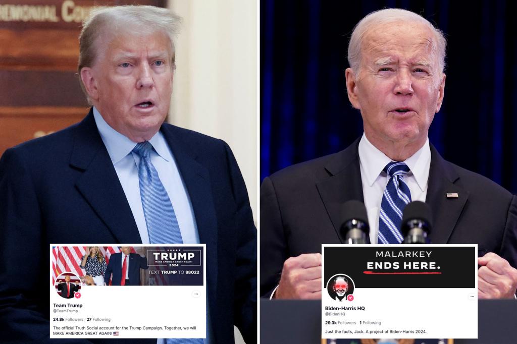 Biden campaign tops Trump campaign’s Truth Social following