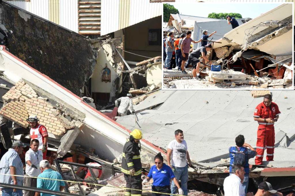 Church roof collapses in north Mexico, killing at least nine and injuring about 50, officials say