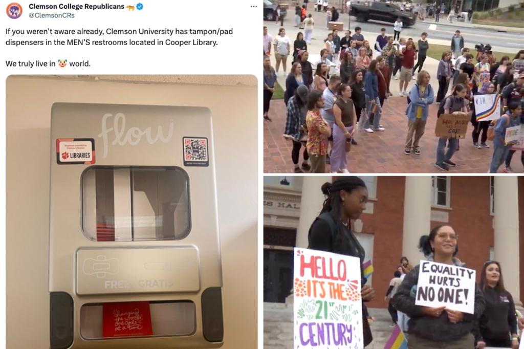 Clemson students protest removal of tampons from men’s restroom