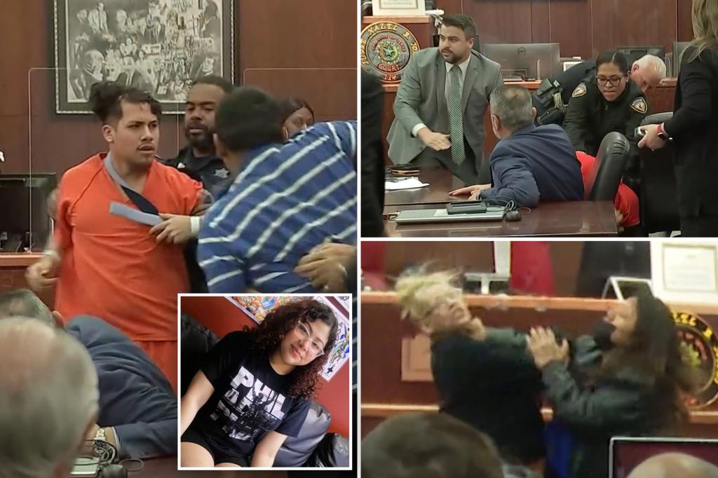 Courtroom brawl breaks out after mom of 16-year-old murder victim claims killer was ‘laughing’ at her face