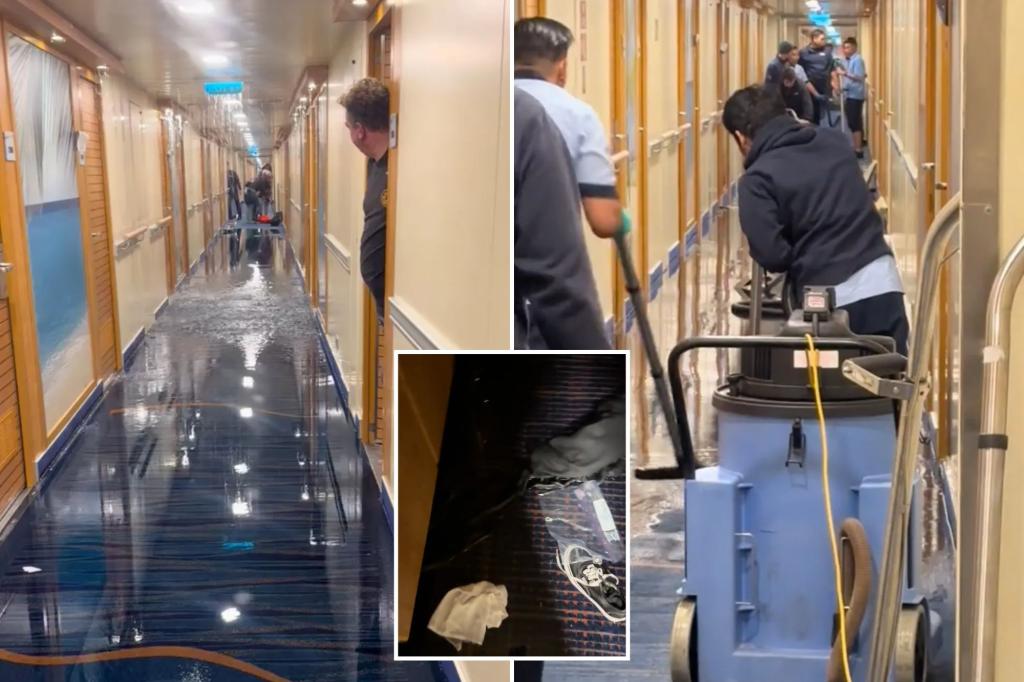 Cruise ship floods as gallons of water leak from ceiling in alarming video: ‘Absolutely terrifying’