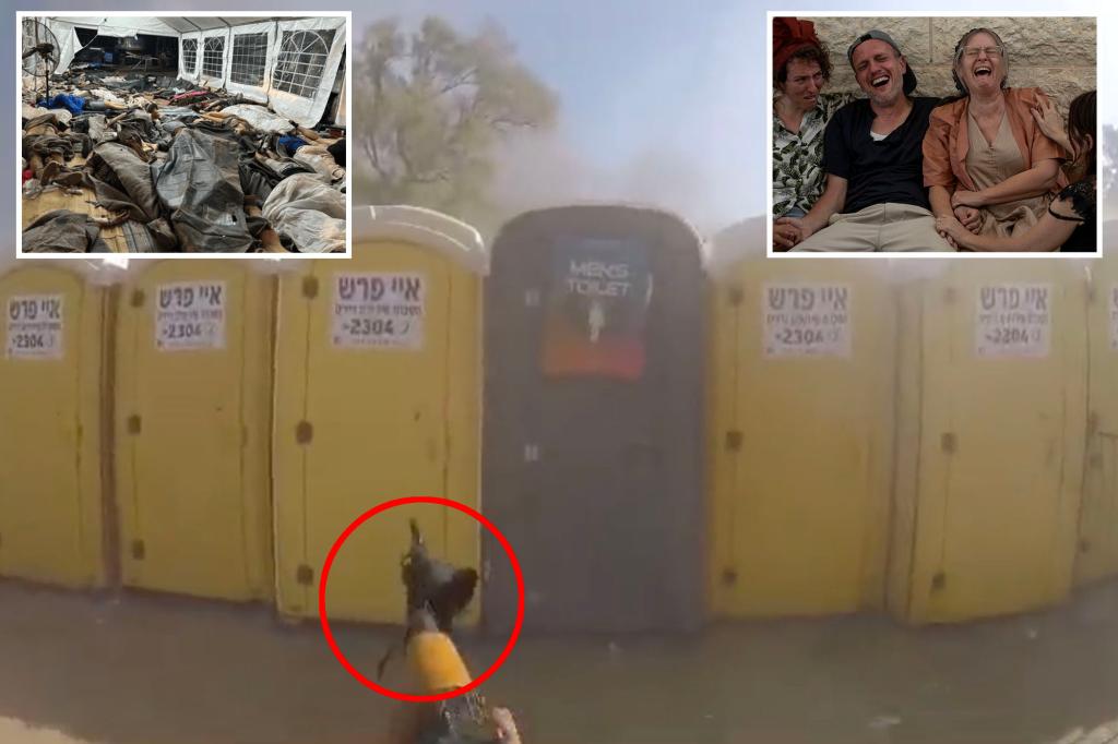 Disturbing video shows Hamas terrorist randomly shooting into Israeli music festival toilets