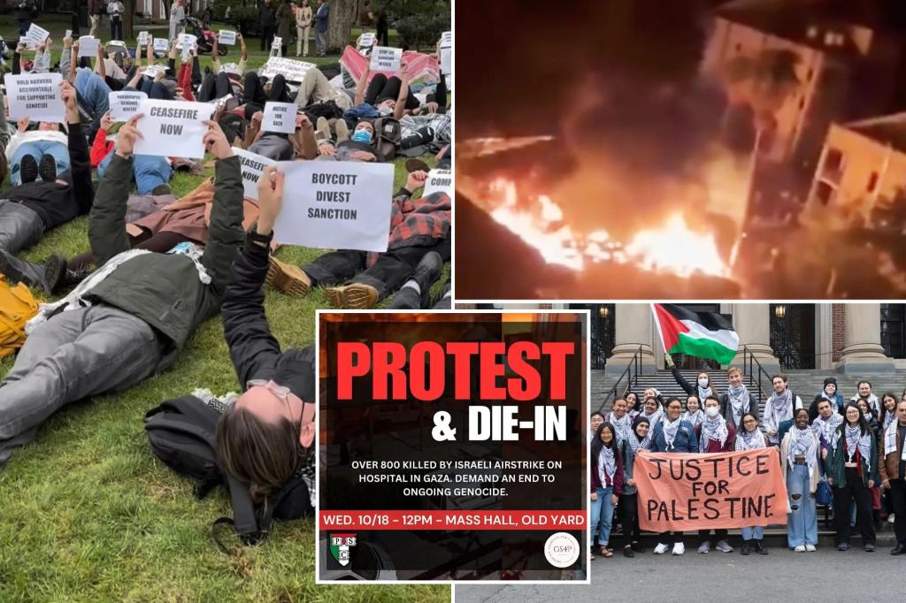 Harvard students hold ‘die-in’ to demand end of ‘genocide in Gaza’ after signing letter blaming Israel for Hamas terrorist attack
