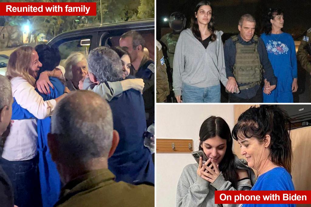Moving photo shows American hostages Judith, Natalie Raanan hugging loved ones after Hamas release