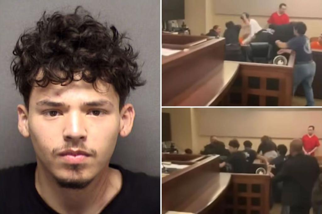 Texas murder suspect attacked by victim’s family inside courtroom after gesturing to them: report