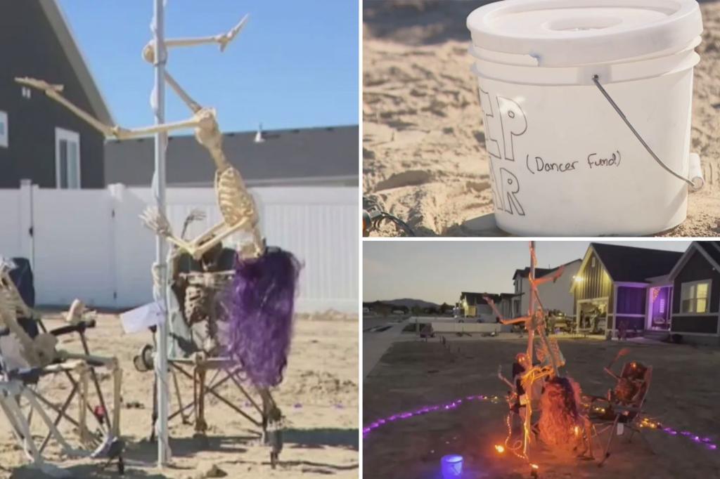 Utah man ordered to remove Halloween display featuring pole-dancing skeleton