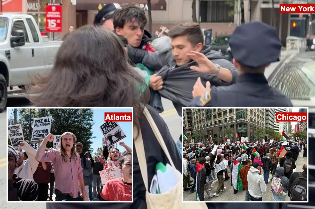 Violent clashes break out at pro-Palestinian rallies across the US in wake of Hamas terror attacks on Israel