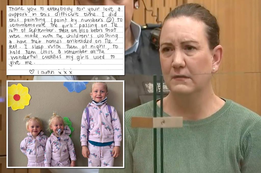 Woman who killed her 3 daughters reveals she sleeps with teddy bears made of their clothing