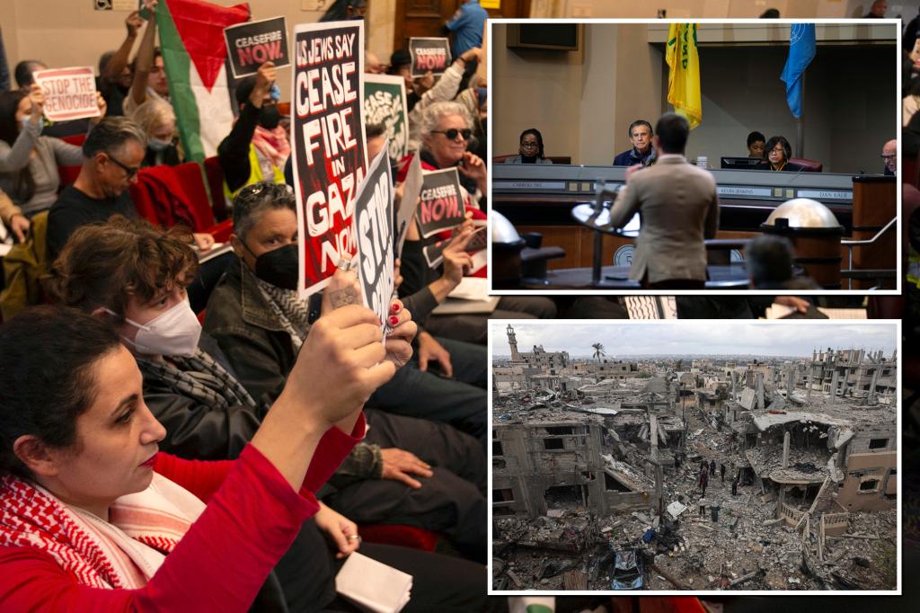 Anti-Israel protesters defend Hamas as Oakland city council meeting descends into chaos over cease-fire resolution