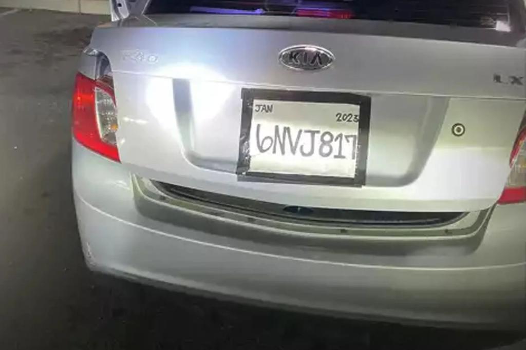 California woman busted for comically fake license plate on stolen car