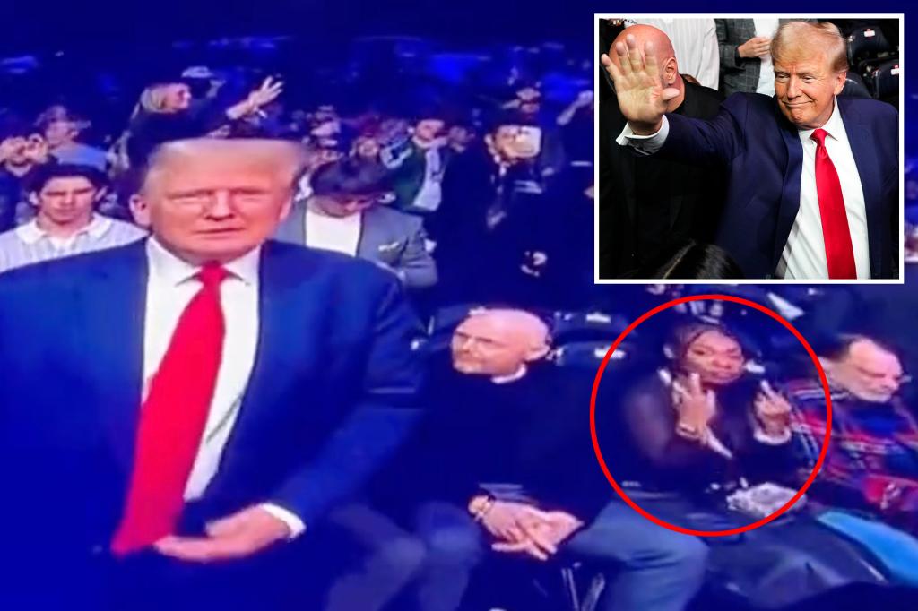 Donald Trump flipped off by Bill Burr’s wife, Nia RenÃ©e Hill, at UFC match