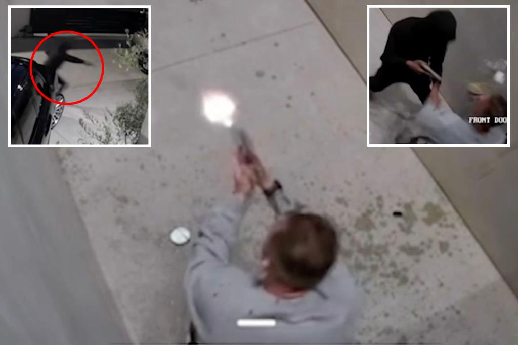 Dramatic video shows LA homeowner opening fire, scaring off  two intruders