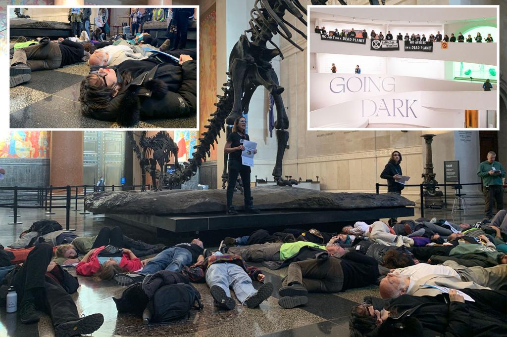 Extinction Rebellion protesters busted for die-in at Natural History Museum, banner stunt at Guggenheim