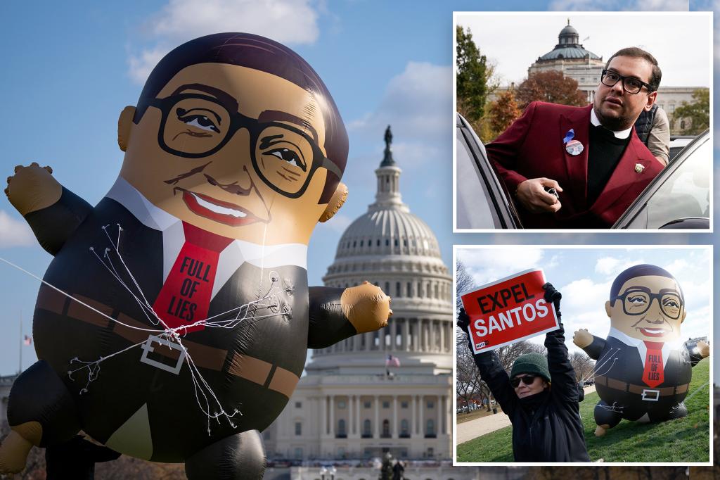 Giant George Santos balloon flails outside Capitol as GOP plows toward expulsion