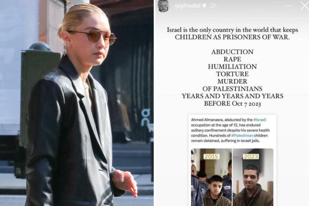 Gigi Hadid under fire for claiming Israel is ‘only country’ that keeps kids as prisoners of war