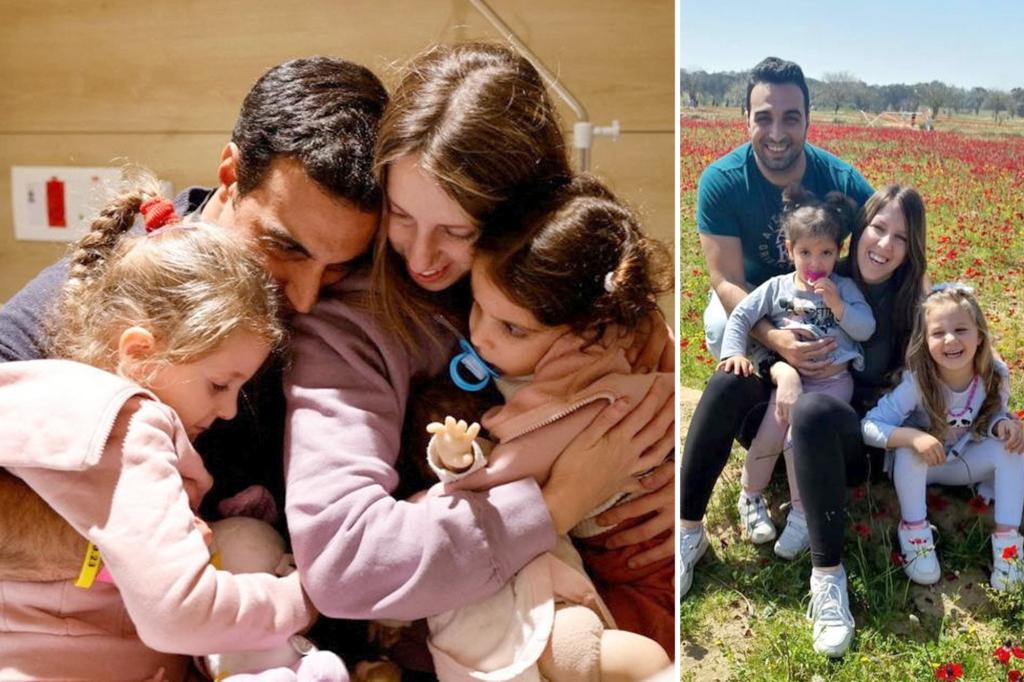 Israeli husband, dad hugs wife and young daughters in tearful reunion
