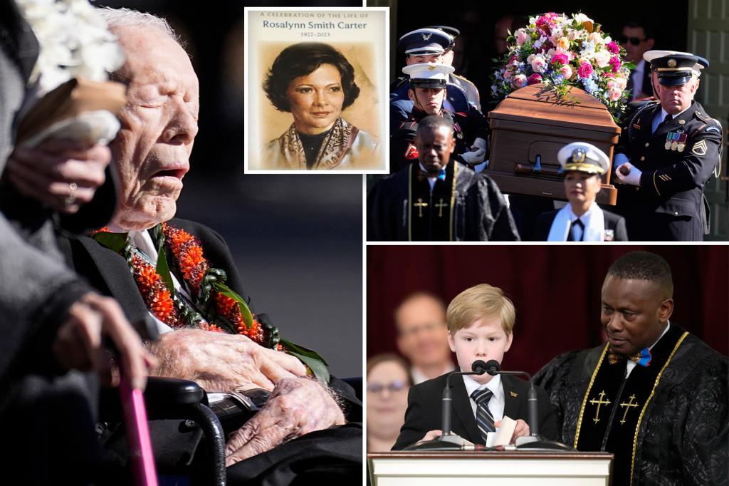 Jimmy Carter says final goodbye to wife Rosalynn at intimate funeral held in the town where they were born