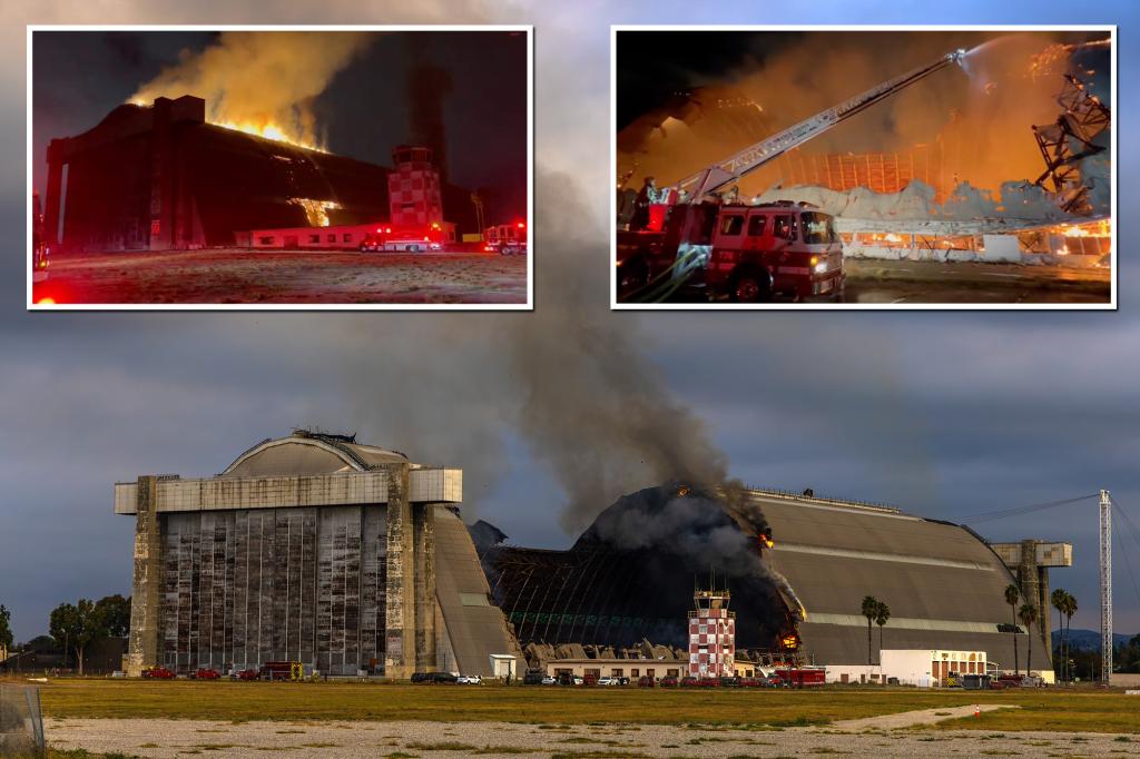 Massive fire destroys landmark World War II-era blimp hangar in California