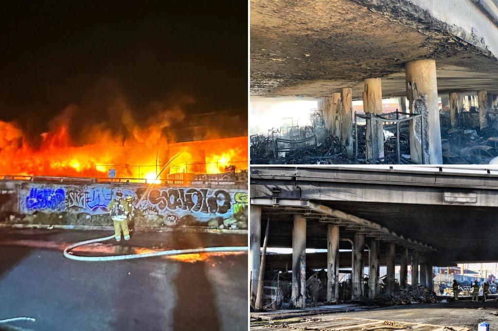 Massive industrial fire shuts down LA freeway, Gov. Newsom declares state of emergency