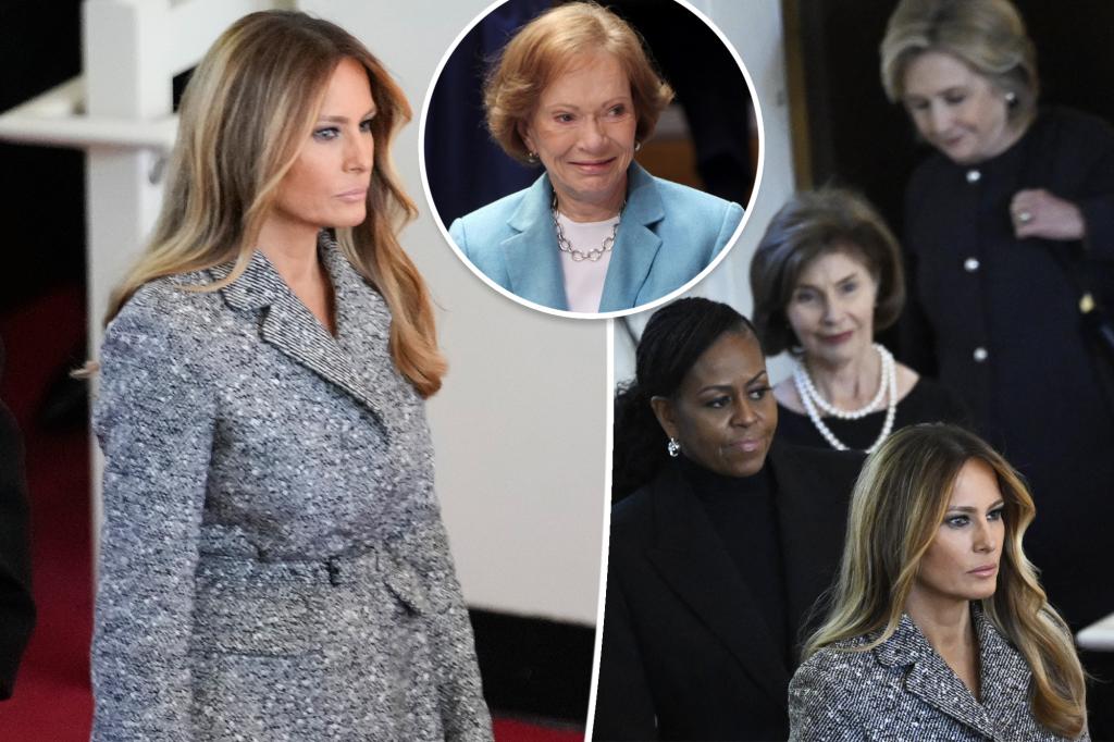 Melania Trump joins fellow former first ladies in rare public appearance at Rosalynn Carter’s funeral
