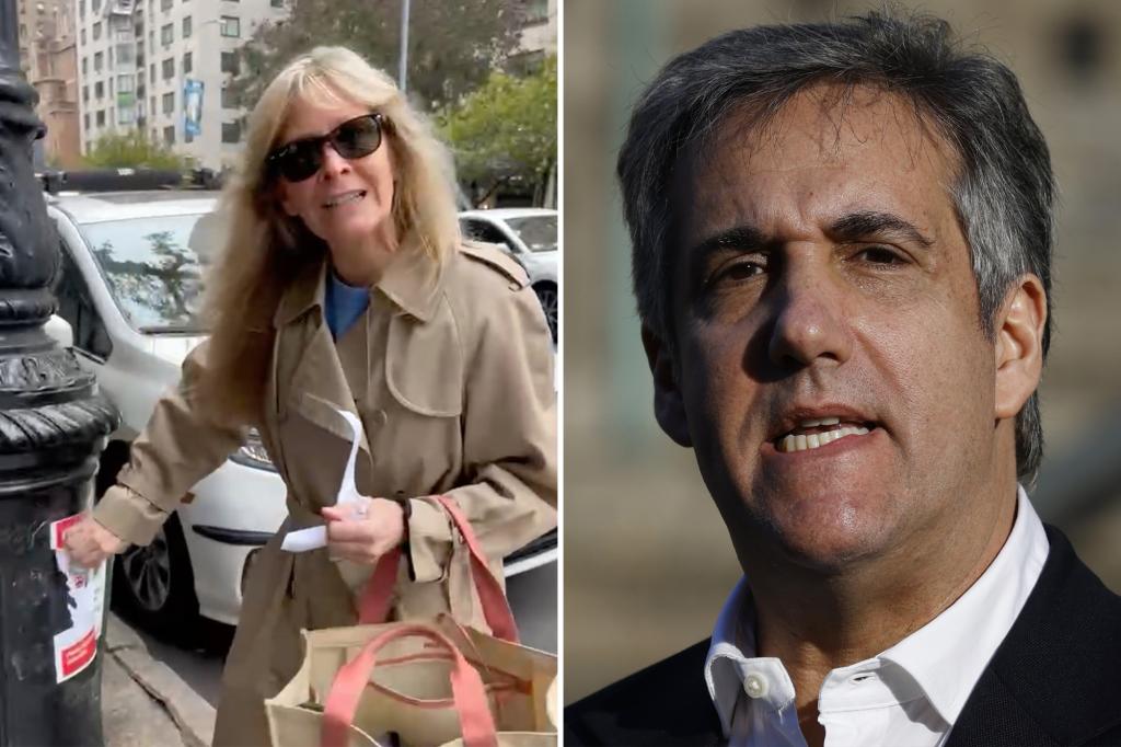 Michael Cohen confronts woman ripping down signs of Israeli hostages in NYC