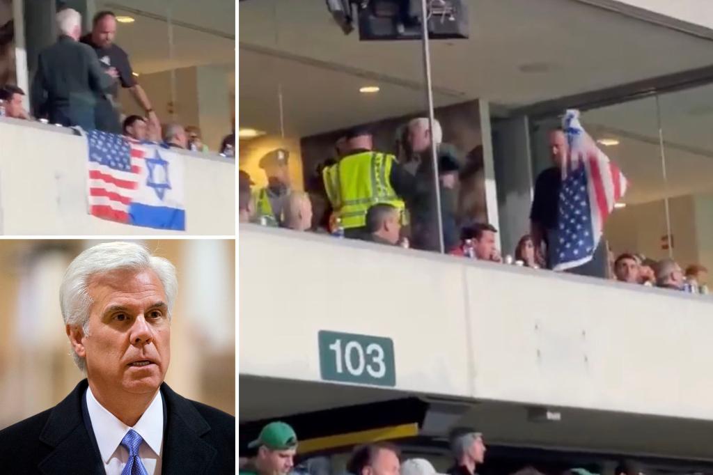 NJ political boss kicked out of Philadelphia Eagles suite after draping Israel flag