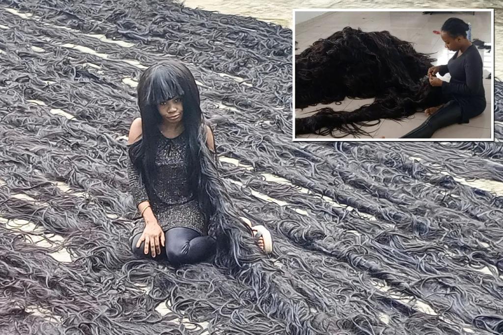 Nigerian woman sets record for world’s longest wig measuring 1,152 feet