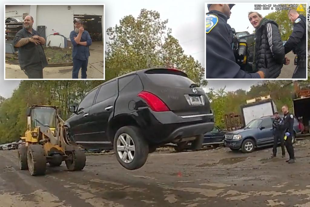 Ohio car theft suspect foiled by quick-thinking forklift operator who holds him 20 feet in the air