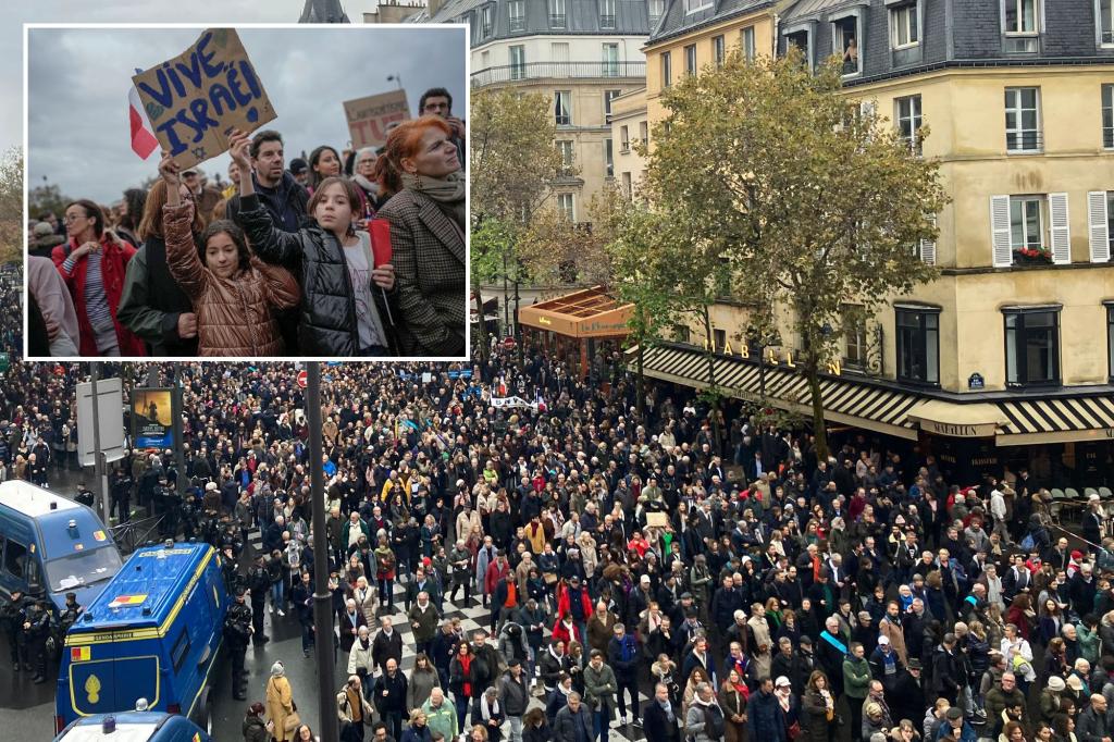 Over 100,000 take to the Paris streets to protest antisemitism in wake of Israel-Hamas war
